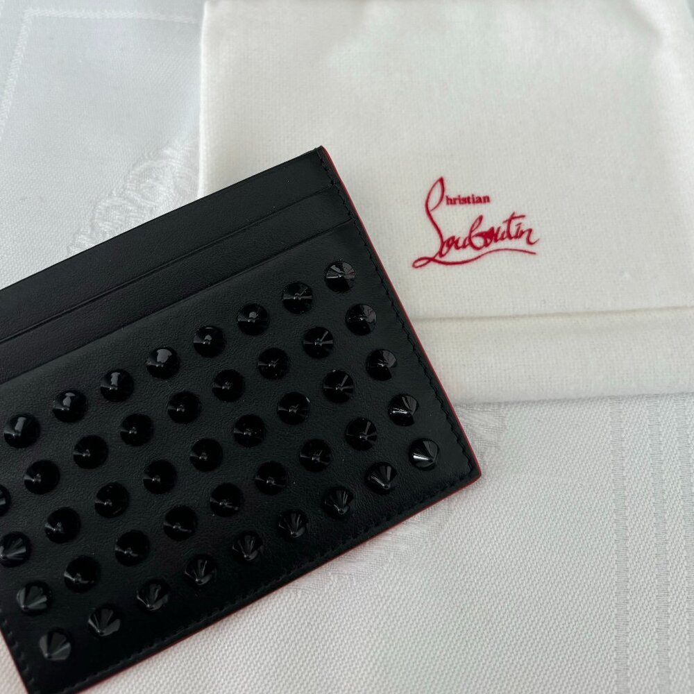 Christian Louboutin Kios black studded card case, new in box